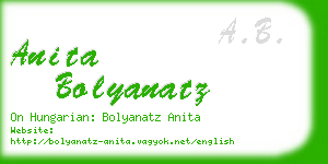 anita bolyanatz business card